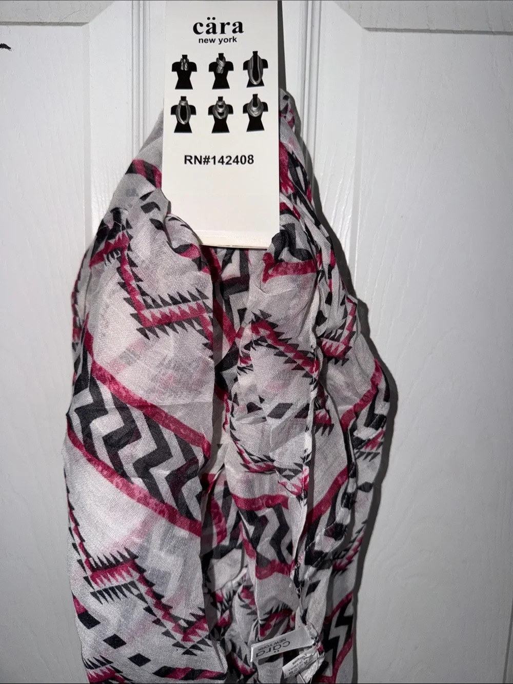 Pink & Black Patterned Lightweight Scarf
